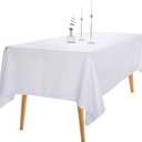 Ascoza 2pack 60x102 Inch White Rectangular Tablecloth 6 Feet Table Cloth in Polyester Fabric for Wedding/Banquet/Restaurant/Parties