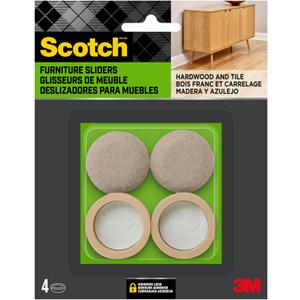 Scotch Felt Pad Cups, 6-Pack of 4 1-1/4 in. Chair Leg Floor Protector for Hardwood Floors and Tile (Beige)