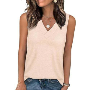 Peculiaral Tank Top, Women's Sleeveless V Neck Loose Fit Casual Tank Top T Shirt, V Neck Solid Vest Sleeveless Shirt, Size L