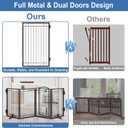 36" Tall Metal Freestanding Dog Gate with Cat Door for Indoor&Outdoor,80" Extra Wide Foldable Pet Gate,Foldable Indoor Dog Fence for Wide Openings Stairs,Deck,Yard,Doorways(4 Panels,Black)