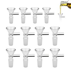 Vibeco 12 Glass Funnels - 14mm with Handle, Multipurpose Clear Glass Funnel for Lab & Bottles