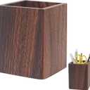 Wooden Pencil Holder for Desk, Wood Pen Black Walnut Cup Holder Square Handwork Natural Organizer Simple Stand for Pencils Make up Brushes Stationery Desks Offices Desk Desktop Decoration (Brown)