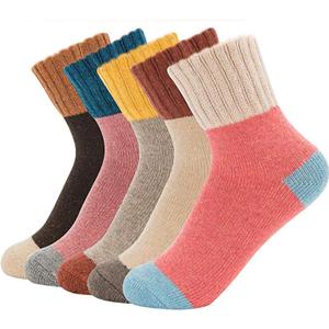 Double Couple Women's 5 Pairs Winter Warm Knit Wool Socks - Vintage Casual Cozy Crew & Boot Socks in Assorted Colors (Multicolor-patchwork)