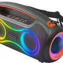 Portable Bluetooth Speaker Wireless, 180W Max Loud Waterproof Speakers, Bass Boost Boom Box for Party and Outdoor, w/2*Subwoofer, 2*Tweeter, DSP, IP65, 24H, TWS, TF, USB, AUX (Black-Orange)