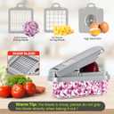 Vegetable Chopper,12-in-1 Multifunctional Food Chopper,Professional Onion Chopper with 7 Blades,Vegetable Cutter with Container for Salad,Potato,Carrot,and Garlic Essential Kitchen Tool (Silver gray)