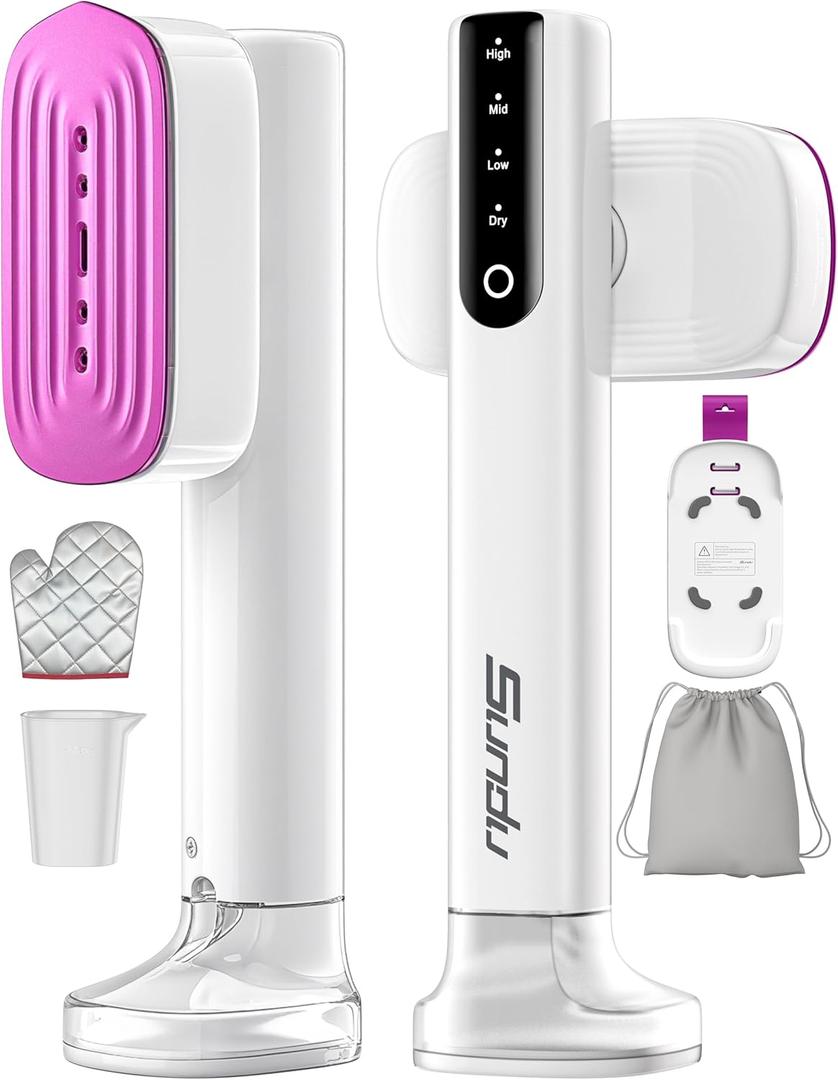 Sundu Iron with Steam,1000W Steam Iron for Quilting & Sewing,25g/min Steam Portable Handheld Garment Steamer,20mins Runtime & 100ml Large Tank,15s Fast Heat-up,Ceramic Panel,Wrinkle Remover for Travel (White + Purple)