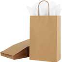 SUNCOLOR 24-Pack Brown Kraft Paper Gift Bags with Handles, 7.9x5.12x3.15 Inches, Small Paper Bags Includes Tissue Paper for Parties, Weddings, Shopping