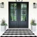 Buffalo Plaid Outdoor Rug 35.4'' x 59'' Black and White Front Door Mat Front Porch Rug Layered Welcome Door Mat for Front Porch Decor, Front Door, Farmhouse Decor,Entryway