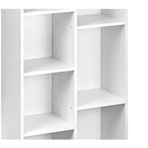 Amazon Basics 7 Cube Organizer Bookcase Shelf, Storage for Home and Office, 9.25"D x 19.49"W x 41.73"H, White
