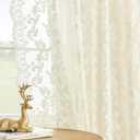 Ivory Lace Curtains 90 Inches Long 2 Panels Paisley Floral Sheer Curtains for Living Room Girls Bedroom Rod Pocket Light Filtering Shabby Chic Curtains Large Window Decor Vintage Drapes, 52x90