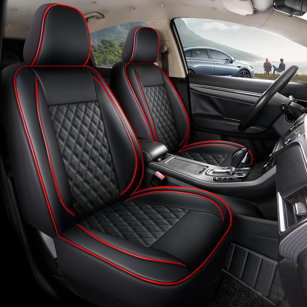 GIANT PANDA Full Set Leather Seat Cover for Mazda, 3 6 CX-3 CX-30 CX-5 CX-7 Tribute, Custom Fit Seat Protectors (Red 5-Seat)