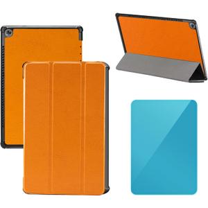 2 x Tri-Fold Case Compatible with Huawei Mediapad M5 10.8 inch (CMR-AL09/CMR-W09), Includes a Screen Protector - Premium PU Leather Tri-Fold Cover with Auto Sleep/Wake (Vintage Brown, One Size)