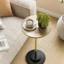Round Side Table, Small Drink Table for Small Spaces, Modern Accent End Table with Metal Leg for Living Room, Bedroom, Corners, and Office (Gold)