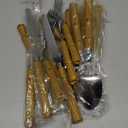 Bamboo Flatware Set 20 Piece, Hoften Plastic Handle Silverware Set for 4, Stainless Steel Cutlery Include Fork Spoon and Knife, Utensils for Daily Used and Party.
