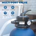 XtremepowerUS 13" Sand Filter 3/4HP Pool Pump 2,400GPH for Above Ground Swimming Pool Multi-Port Valve Up to 10,000 Gallons, 1-1/4"NPT Pool Sand Filter with Enhanced Circulation System