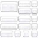 Manalete Drawer Organizers Set of 15, 4 Sizes Clear Plastic Drawer Organizers and Storage Bins for Kitchen, Bathroom, Office, Dresser Desk Drawer Organizer Tray for Jewelry, Makeup, Junk, Gadgets