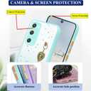 for (164.2mm) Samsung Galaxy A03s Case Clear Glitter Silicone, Shockproof Phone Case Samsung A03s Case with Chain Strap Bracelet for Women Aesthetic Slim Cover Pink Cute (Green)