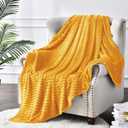 BEDELITE Fleece Blanket - 3D Ribbed Jacquard Decorative Yellow Throw Blanket for Couch & Bed, Lightweight Warm Cozy Soft Fuzzy Blankets All Seasons Suitable 50x60 inches