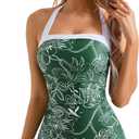 SUUKSESS Women Sexy Tummy Control One Piece Swimsuit Halter Retro Bathing Suit (S)