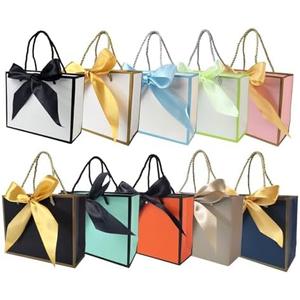 TKSBAG 20 Pack Gift Bags with Handles & Ribbon, Assorted Colors Party Favor Bags Bulk for kids Birthday, Baby Shower, Bridal Shower, Back to School-Small