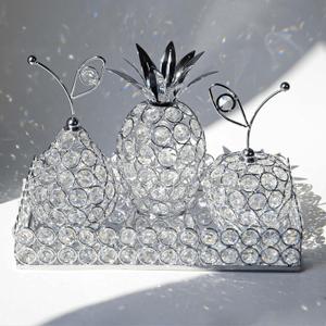 Elegant Decorative Trays & Crystal Fruit 4-Piece Set, Crystal Tea Light Holder - Wedding Centerpieces for Holidays, Home Table Decorations, Fruit Displays and Candle Holders (Silver, Set of Four)