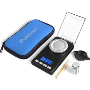 Fuzion Milligram Scale 50g/0.001g, Portable Jewelry Scale .001 Gram Accuracy, Mg Scale, Powder Scale, Microgram Scale, Milligram Scale for Powder with Tray/Tweezers/Calibration Weight (Black)