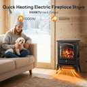 ZAFRO Electric Fireplace Stove, 5100 BTU Quick Heating Electric Fireplace Heater with Adjustable Flame Brightness, 1000W/1500W Thermostat, for Living Room, Bedroom, 22 Inch Standard