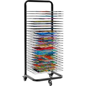 Houseables Art Drying Rack For Classroom, Paper Drying Rack, Art Dryer, Shelf Organizer For Painting, Paint, Canvas Storage, Preschool, Class Supplies, Studio, 25 Shelves, With Wheels, 45 x 18 x 13