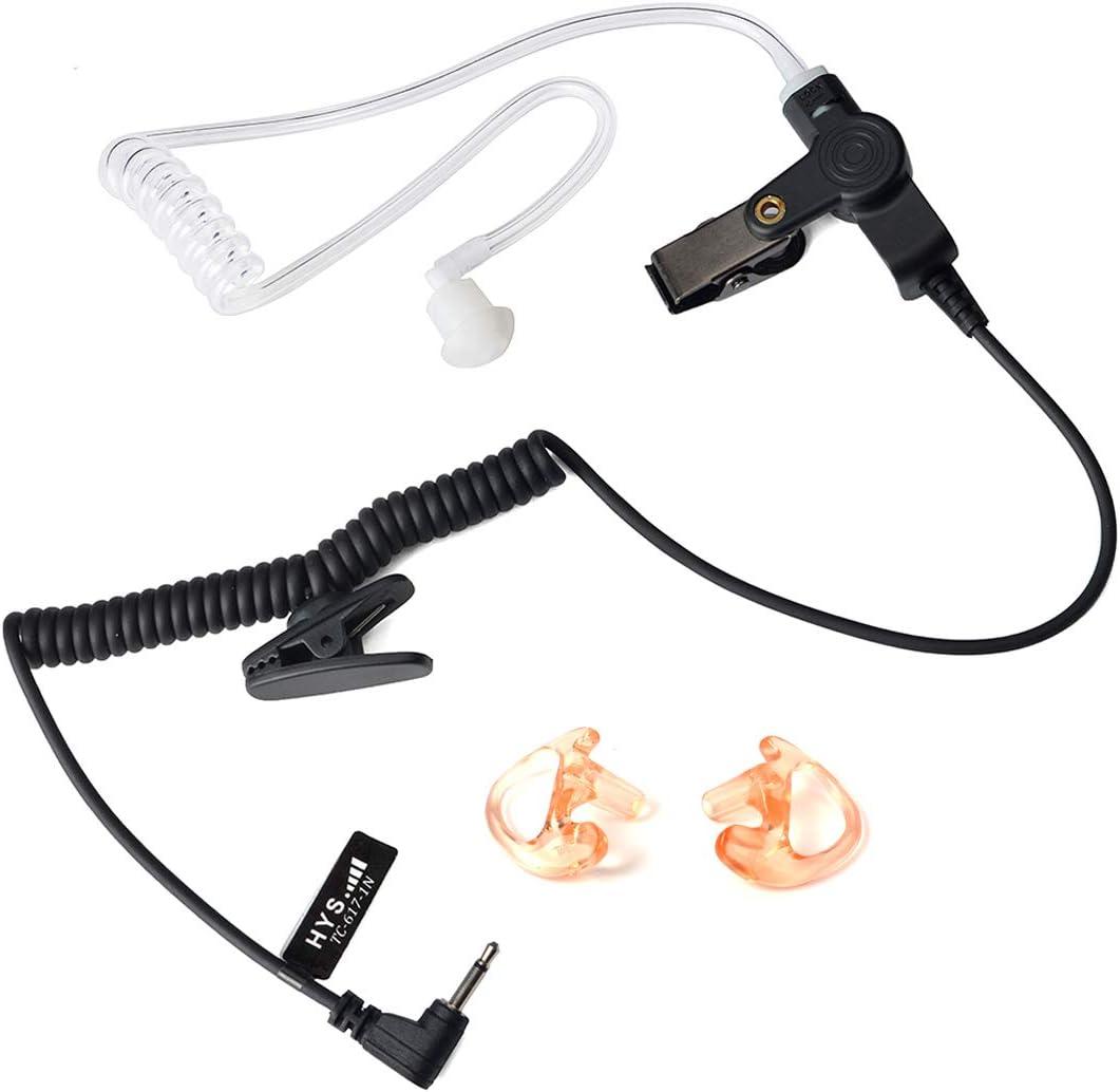 HYS 2.5mm Receiver/Listen ONLY Surveillance Acoustic Tube Earpiece Headset with 1 Pair Medium Earmolds for Two-Way Radios, Transceivers and Radio Speaker Mics Jacks