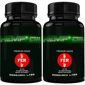 Research Labs Premium Hemp Capsules, 2 Fer 1 Package! 100% Organic All Natural Oil, Worry Nervousness Body Ache Stress Support, BBD: 05/2029