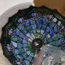 Tiffany Style Tulip Lamp Shade Replacement 16 Inch Wide Victorian Style Stained Glass Blue Pink Lampshade for Table Desk Floor Ceiling Pendant Light Accent Lamp, 8 inches high and 16 inches wide