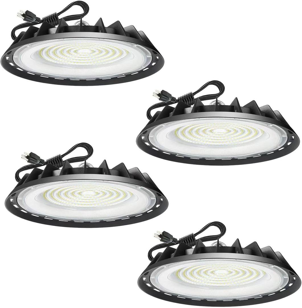 200 Watt High Bay LED Light 28000 Lumen ETL Listed 5000K Bright White, 800W HPS or MH Bulbs Equivalent, Industrial Warehouse Lamp Fixtures, AC 90-277V 4 Pack