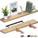 Ballucci Floating Shelves for Wall, 48" Wood Wall Shelf Set of 2, with Invisible Brackets for Bathroom, Living Room, Bedroom, Kitchen, Nursery, 8" Deep, Oak Finish