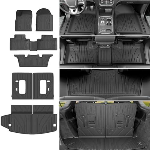 xipoqix 6 Seats Floor Mats Cargo Mat Backrest Mat Compatible with 2016-2026 Dodge Durango Floor Liner Replacement for 2016-2026 Dodge Durango Accessories (Trunk Mat+3rd Backrest Mat+6 Seats Floor Mat)
