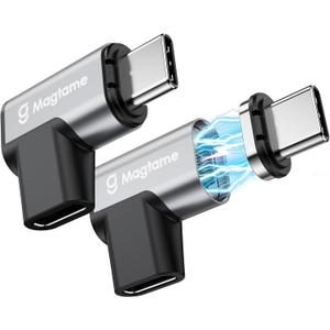 2Pack 24Pin Magnetic USB C 90 Degree Adapter 240W(40Gbps and 4K Video), USB-C Male to USBC Female Right Angle Adapter, Type C Extender for USB 4 Steam Deck, ROG Ally, Switch, PC, Tablet, iPhone 15 16