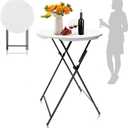 Folding 32in Bar Table Round Foldable Cocktail Table for Indoor and Outdoor Use Compact Design Portable Ideal for Parties Events Dining and Gatherings (White 1-Pack)
