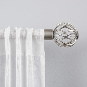 Exclusive Home Curtains Ogee 1" Curtain Rod and Coordinating Finial Set, Matte Silver, Adjustable 36"-72"