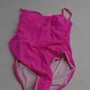 Eomenie Women's One Piece Swimsuit Tummy Control Slimming Bathing Suit Ruched Swimwear Tie Back Shell Stitch Swim Suit (Large, Hot Pink)