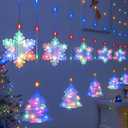 BLOOMWIN Christmas Window Lights Indoor - 2M 160 LED Christmas Window Decorations, Snowflake Curtain Hanging Fairy String Icicle Lights for Xmas Noel Bedroom Holiday Home Outdoor, RGB USB (Multicolor)