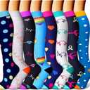 CHARMKING Compression Socks for Women & Men Circulation (8 Pairs) 15-20 mmHg is Best Support for Athletic Running,Hiking (Small-Medium, 01 Navy/Gray/Black/Blue/Black)