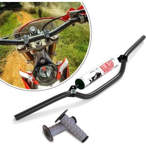 7/8" Motorcycle Handlebars Aluminum Dirt Bike Handlebars with Foam Pad Grips for Pit Bike,Mini Bike,ATV,Honda Grom,KLX110,Ninja 650R CRF70 SSR127 Surron Ridstar Q20 BMX (Black)