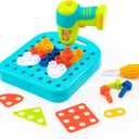 Educational Insights Design & Drill Shapes Workshop - Construction Toys & Toddler Tools, Kids Tool Set with Real Electric Drill Toy, Take Apart STEM Set, Building Kits and Gifts for Ages 3+