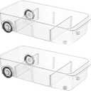 Attelite RollOut Refrigerator Drawer Organizer and Storage Clear Design with Dividers, Fridge Organizer on Wheels, Upgrade Thick Plastic Pantry Storage Bins, Kitchen Organization 2 Set