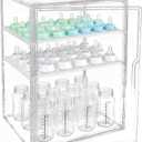 GRETJOB Baby Bottle Organizer, 3-Tier Adjustable Clear Acrylic Storage Station with Drawer & Magnetic Door for Countertop/Cabinet, Holds Bottles, Nipples, Pump Parts, Food Jars
