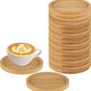 32 Pack 3 Inch Bamboo Coasters for Planters, Small Plant Coasters Bamboo Planter Drink Saucer Trays Tabletop Planters Protection Home Office Decoration