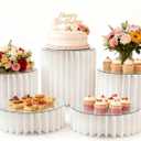 5 Pcs Buffet Risers Food Display Risers for Party Buffet Table, Dessert Table Display Set Cake and Cupcake Stand Combo, Riser Display Stand for Dessert Food Jewelry, White, 4"/8"/12" H