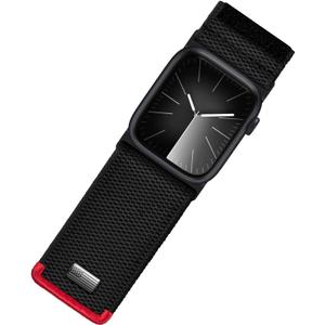 Tefeca Fortitude Elite Series Ultrawide Band Compatible with Apple Watch Ultra 2/Ultra 49mm, Series 10 46mm, 9/8/7 45mm, SE2/SE/6/5/4 44mm, Sports Theme, 42mm Fabric Black Band