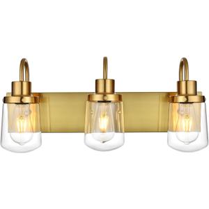 Yaohong Modern Bathroom Vanity Light, 3 Light Bathroom Light Fixture Over Mirror, Gold Bathroom Light with Glass Shade for Bedroom Vanity Cabinet Hallway Stairs