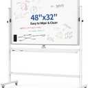 Rolling Magnetic White Board on Wheels, Mobile Easel Standing,48x32 inch
