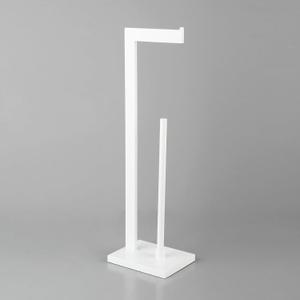 GERZWY SUS 304 Stainless Steel Toilet Paper Stand with Reserve, Free Standing Toilet Paper Holder, White